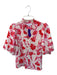 THML Size XS Pink & Red Rayon Short Balloon Sleeve Flowers Ruffle collar Top Pink & Red / XS