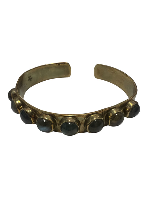 Brass & Blue Brass Stones Cuff Bracelet Brass & Blue