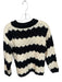 Line & Dot Size XS Black & White Polyester Striped Crew Neck Crochet Sweater Black & White / XS