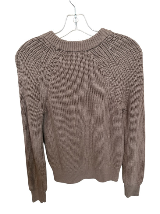Evereve Size XS Taupe Cotton Blend Knit Crew Neck Long Sleeve Sweater Taupe / XS