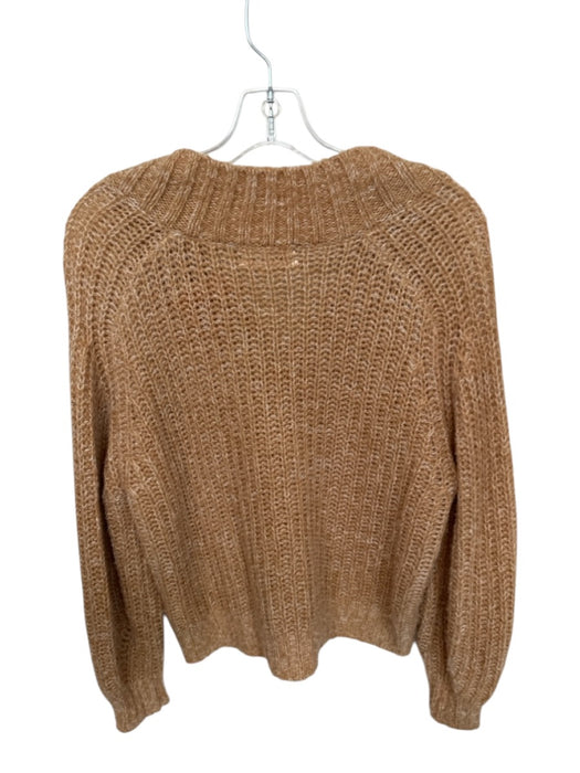 By Anthropologie Size S Ginger Brown Wool Blend Crochet V Neck Sweater Ginger Brown / S