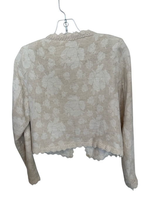 avara Size XS Cream Cotton Blend Floral Embroidery Front Pocket Jacket Cream / XS