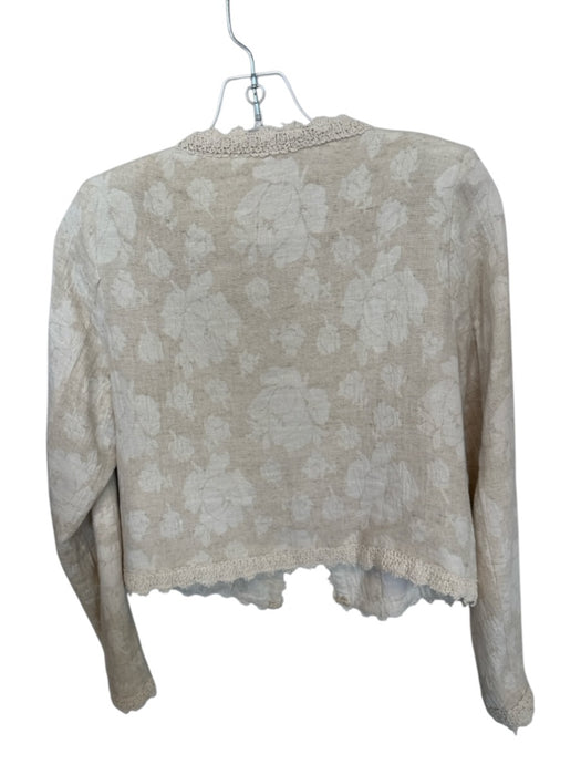 avara Size XS Cream Cotton Blend Floral Embroidery Front Pocket Jacket Cream / XS