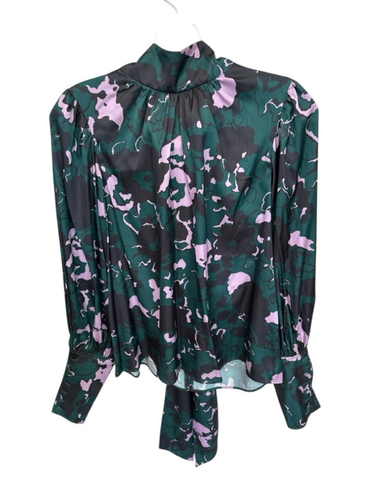 Crosby Size XS Green & Purple Polyester & Spandex Turtle Neck Tie Neck Top Green & Purple / XS