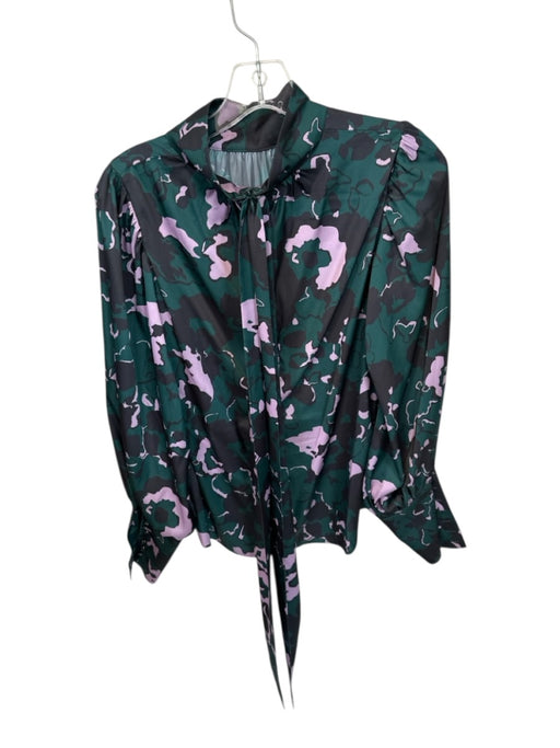 Crosby Size XS Green & Purple Polyester & Spandex Turtle Neck Tie Neck Top Green & Purple / XS