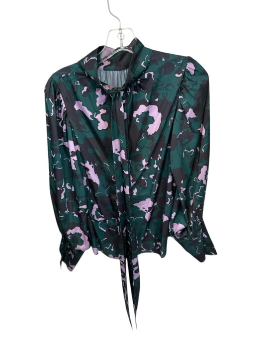 Crosby Size XS Green & Purple Polyester & Spandex Turtle Neck Tie Neck Top Green & Purple / XS