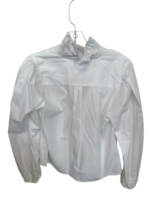Love The Label Size XS White Cotton 1/4 Button Long Sleeve Ruffle collar Top White / XS