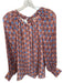 Marie Oliver Size XS Orange & Blue Silk & Viscose Abstract Long Sleeve Top Orange & Blue / XS