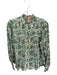 Oliphant Size XS Green & Gold Cotton Botanical Button Up Pleat Detail Top Green & Gold / XS