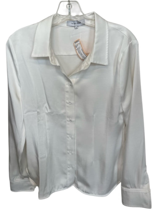 The Noli Shop Size M Pearl Polyester Button Up Collared Panel Detail Top Pearl / M
