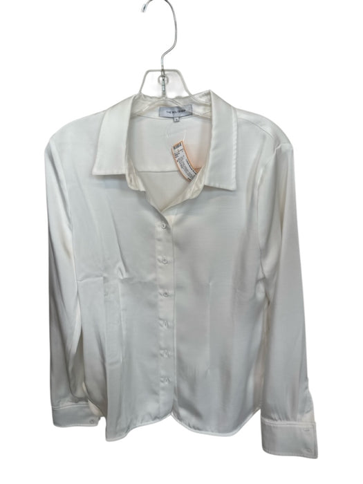 The Noli Shop Size M Pearl Polyester Button Up Collared Panel Detail Top Pearl / M