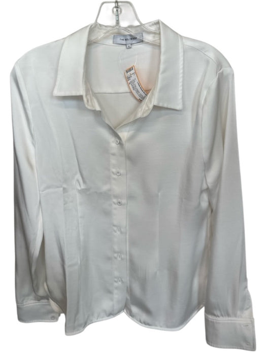 The Noli Shop Size M Pearl Polyester Button Up Collared Panel Detail Top Pearl / M