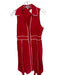 TCEC Size M Red & White Cotton Sleeveless Collar Button Up Midi Dress Red & White / M