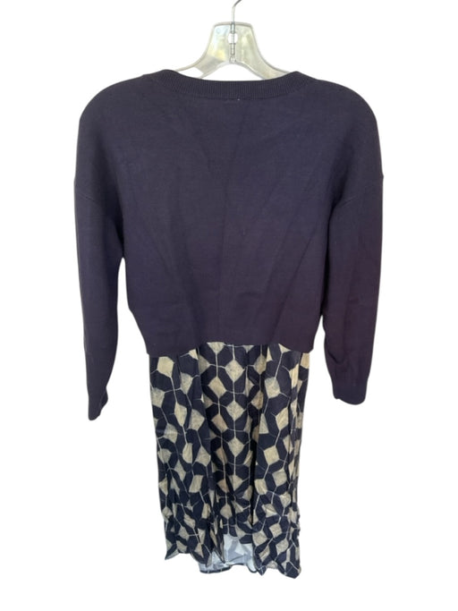 Anthropologie Size S Indigo & White Viscose Diamond Sweater Long Sleeve Dress Indigo & White / S