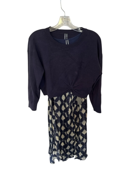Anthropologie Size S Indigo & White Viscose Diamond Sweater Long Sleeve Dress Indigo & White / S