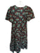 By Anthropologie Size Petite Brown & Teal Cotton Cinched Waist V Neck clip Dress Brown & Teal / Petite
