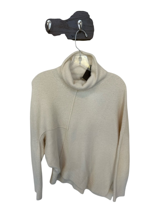 ALLSAINTS Size XS White Turtle Neck Long Sleeve Side Slit Stich Pattern Sweater White / XS