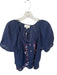 Cleobella Size S Navy & Maroon Cotton Needlepoint Puff Sleeve Gauze Top Navy & Maroon / S