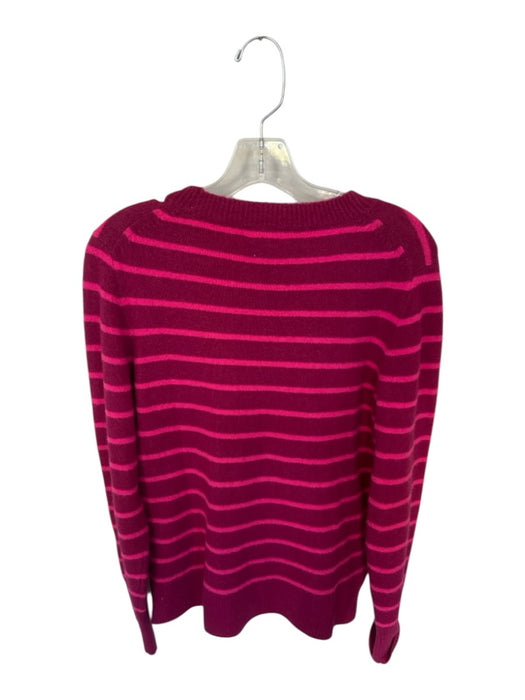 J Crew Size M Pink & Magenta Ribbed Striped Slit Long Sleeve Sweater Pink & Magenta / M