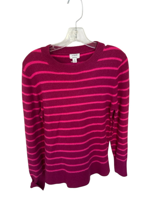 J Crew Size M Pink & Magenta Ribbed Striped Slit Long Sleeve Sweater Pink & Magenta / M