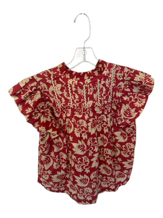 Sea New York Size XS Red & White Cotton Tie Floral Cap Sleeve Trim Top Red & White / XS