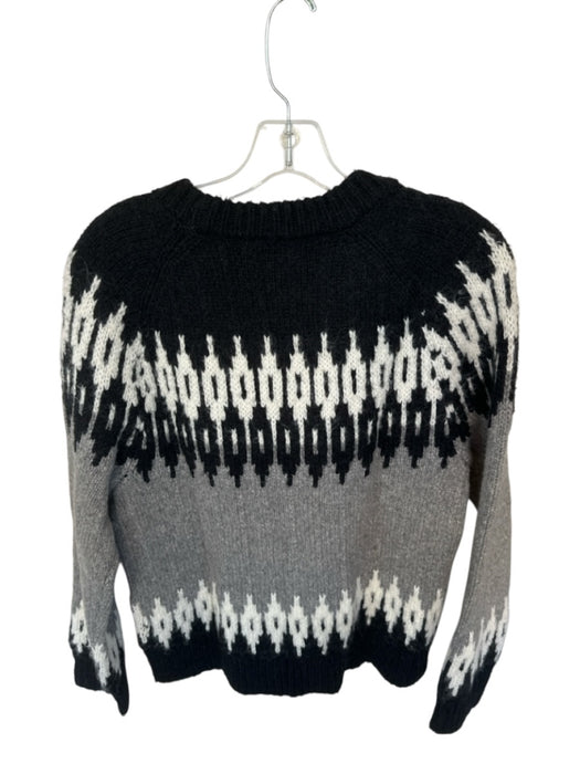 J Crew Size S Black & White & Gey Fair Isle Chunky Knit Long Sleeve Sweater Black & White & Gey / S