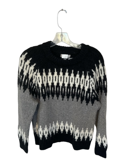 J Crew Size S Black & White & Gey Fair Isle Chunky Knit Long Sleeve Sweater Black & White & Gey / S