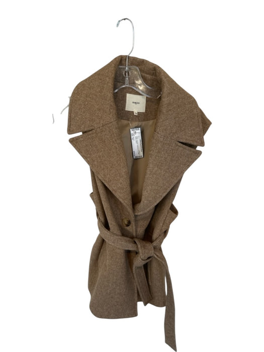 Suncoo Size T0 Beige Polyester Heathered Tie Collar Button Vest Beige / T0