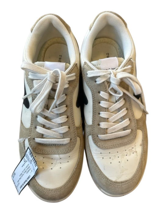 Rag & Bone Shoe Size 37 White & Black Suede Detail Black accent Lace Up Sneakers White & Black / 37