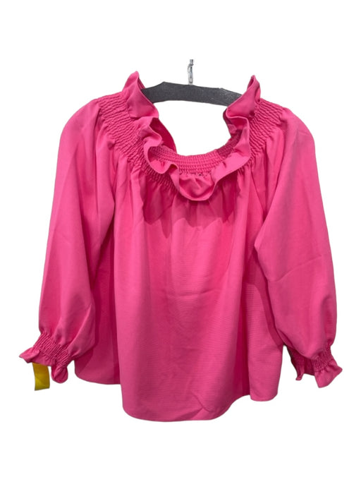Tuckernuck Size S Hot pink Polyester Long Sleeve Off the Shoulder Smocked Top Hot pink / S