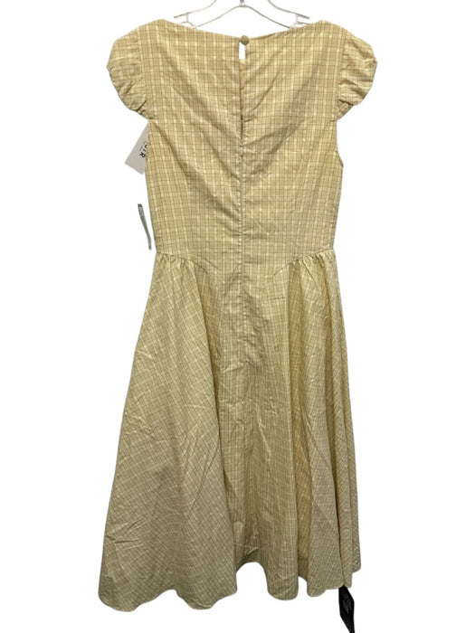 ASTR Size XS Yellow Polyester & Cotton Plaid Gingham Puff Cap Sleeve Dress Yellow / XS
