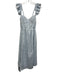 ASTR Size S Light Blue, Green & White Polyester Floral Eyelet Front Slit Dress Light Blue, Green & White / S