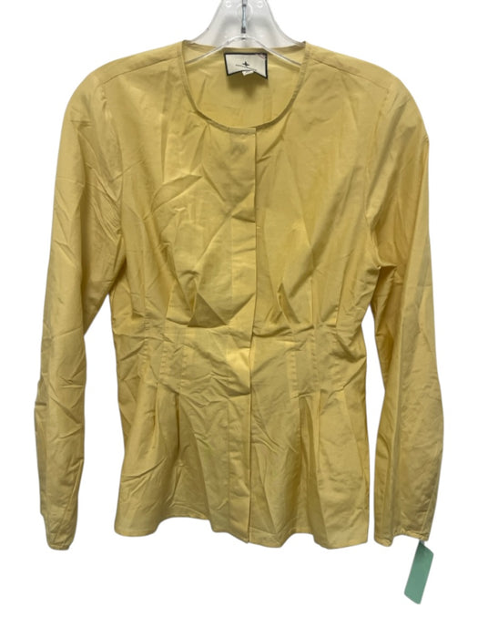 Tuckernuck Size XS Yellow Cotton & Silk Long Balloon Sleeve Button Front Top Yellow / XS