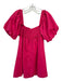 En Saison Size M Magenta Pink Cotton & Polyester Smocked Puff Sleeves Dress Magenta Pink / M