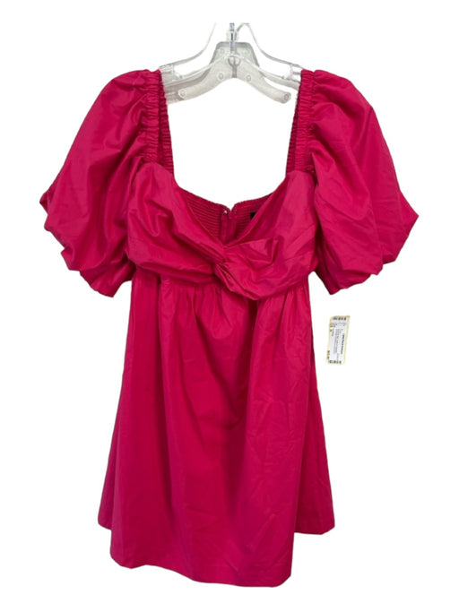 En Saison Size M Magenta Pink Cotton & Polyester Smocked Puff Sleeves Dress Magenta Pink / M