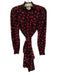 Kate Spade Size S Black & Red Silk Long Sleeve Poppy Ruffles Knee length Dress Black & Red / S