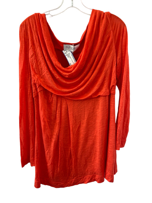 Hilton Hollis Size XL coral Rayon Long Sleeve Off Shoulder Dress coral / XL