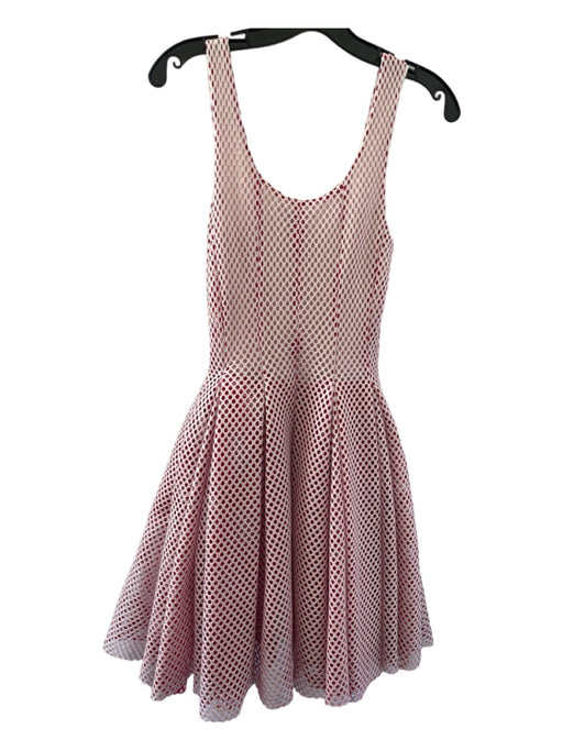 Maje Size 1 Pink & White Polyester Blend Back Zip Circle Pattern Dress Pink & White / 1