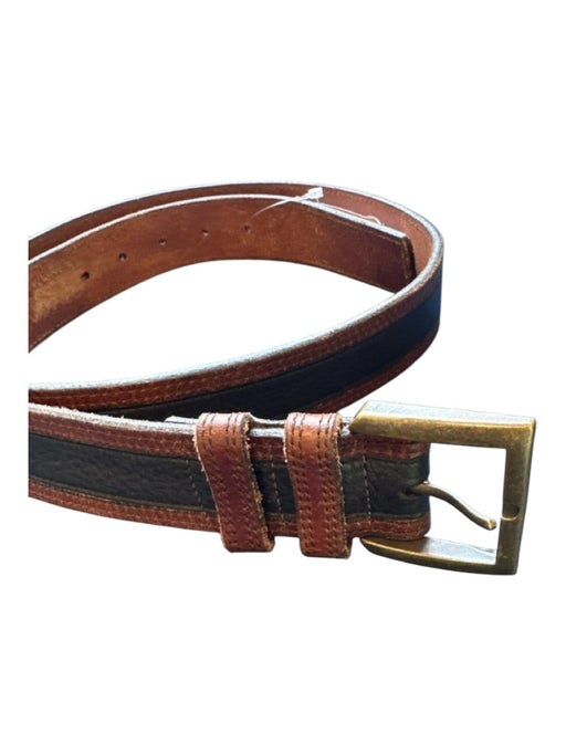 Allen Edmonds Brown & Black Leather Color Block Brass Hardware Men's Belt Brown & Black