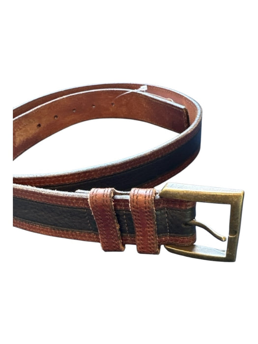 Allen Edmonds Brown & Black Leather Color Block Brass Hardware Men's Belt Brown & Black