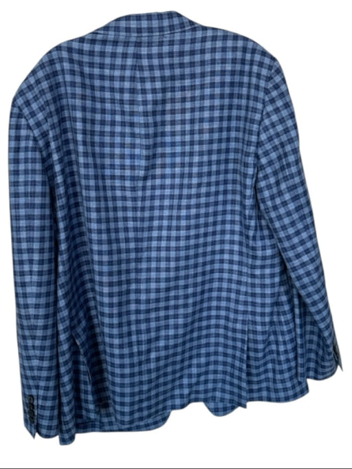 Samuelsohn Size 48R Blue & Navy Wool & Linen Checkered 2 Button Men's Jacket Blue & Navy / 48R