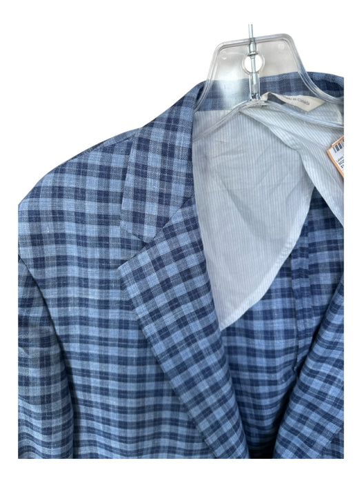 Samuelsohn Size 48R Blue & Navy Wool & Linen Checkered 2 Button Men's Jacket Blue & Navy / 48R