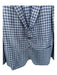 Samuelsohn Size 48R Blue & Navy Wool & Linen Checkered 2 Button Men's Jacket Blue & Navy / 48R
