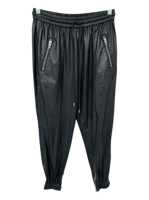 BlankNYC Size 26 Black Vegan Leather Drawstring Jogger Pants Black / 26