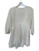 Zara Size S White & Navy Cotton Long Bell Sleeve Eyelet V Neck Dress White & Navy / S