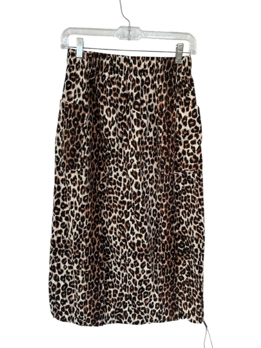 Rails Size S Tan & black Cotton Drawstring Animal Print Midi Skirt Tan & black / S