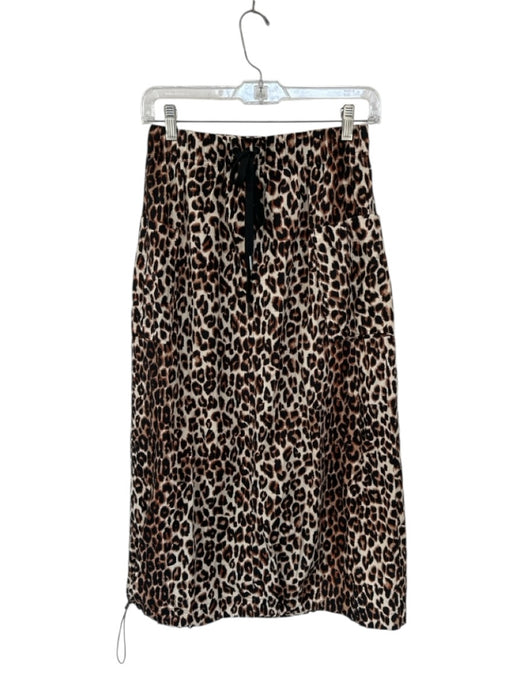 Rails Size S Tan & black Cotton Drawstring Animal Print Midi Skirt Tan & black / S