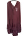 H&M x White Lotus Size S Maroon Polyester Long Balloon Sleeve Ruffles Maxi Dress Maroon / S