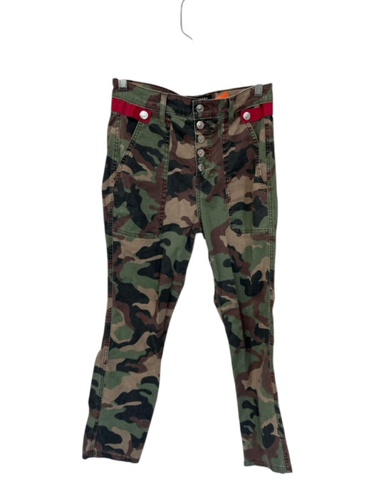 Veronica Beard Jeans Size 26 Green & Red Cotton High Waist Camo Button Fly Jeans Green & Red / 26
