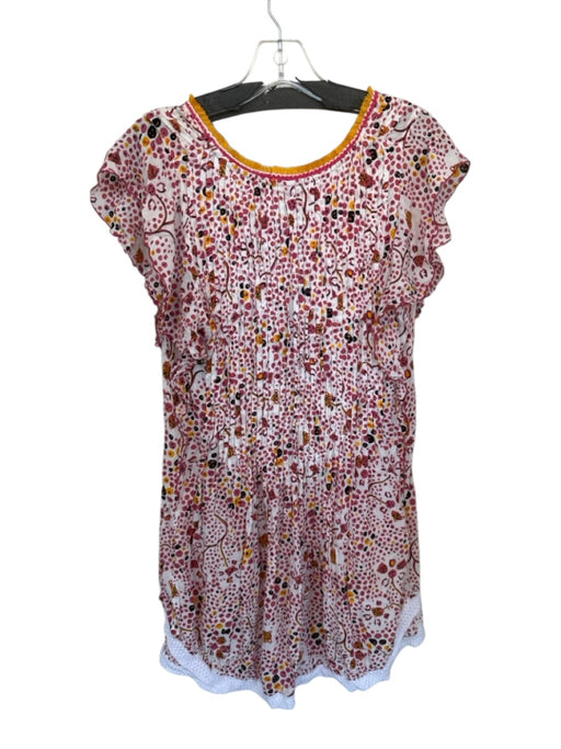 Poupette St. Barth Size S Pink & Orange Silk Short Sleeve Fringe Tassels Dress Pink & Orange / S